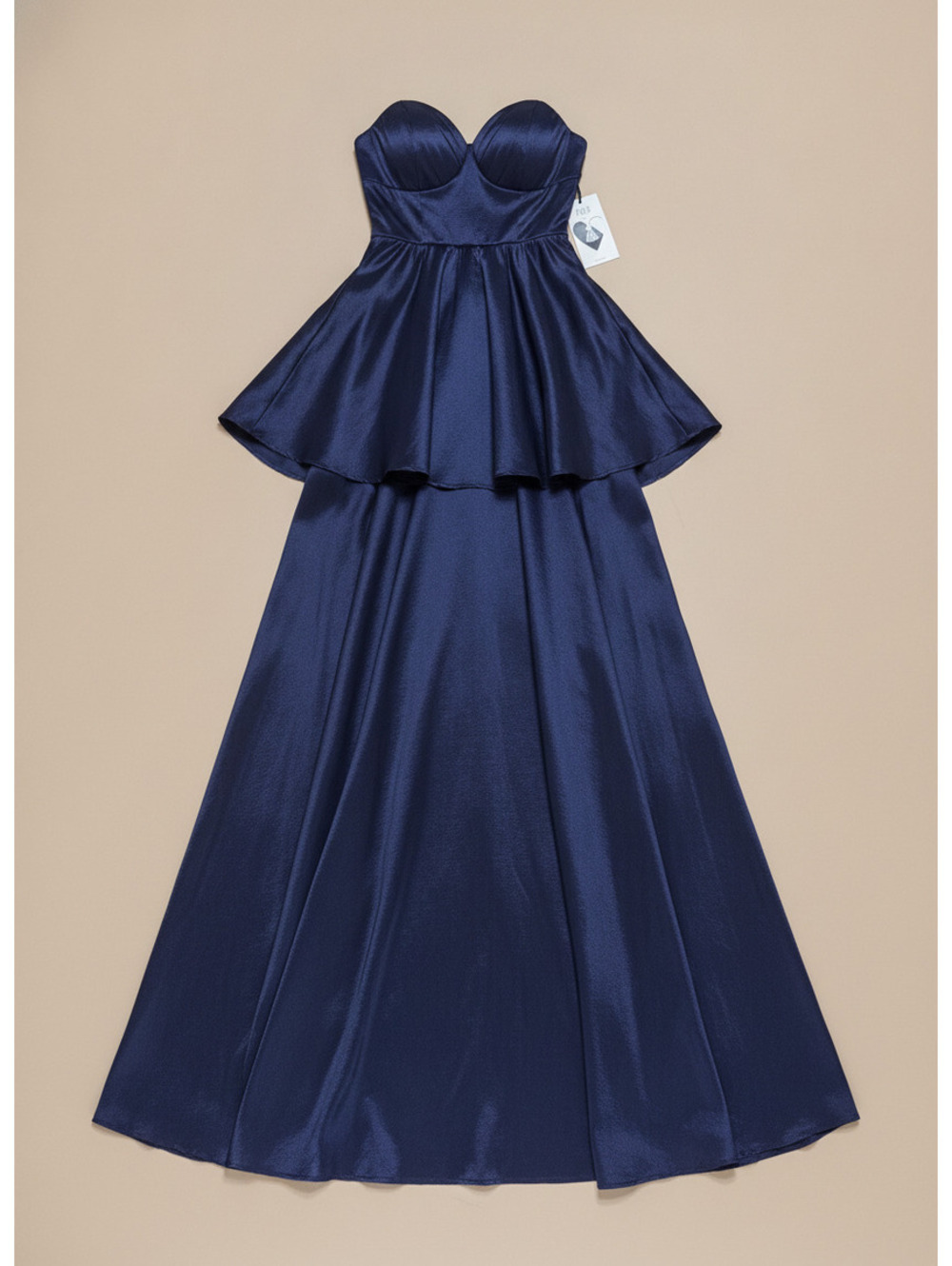 IRIS Navy Blue Strapless Satin Evening Gown Size Small